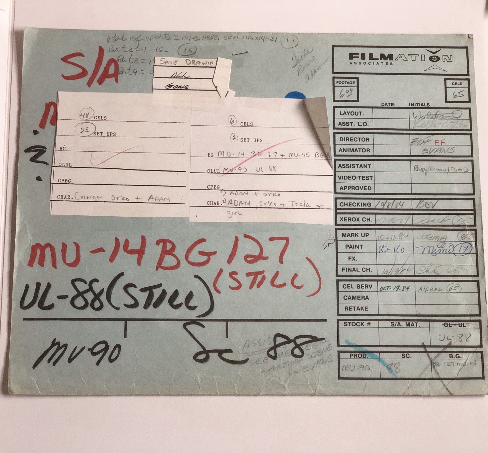 He-Man original vintage Filmation production Cel: He-Man + Drawing & Folder