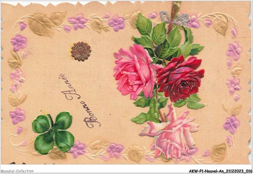 AKWP1-0009 - NEUJAHR - GUTES NEUES JAHR - ROTE UND ROSA ROSEN