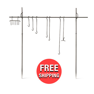 Campfire Cooking Equipment Set Outdoor Camp BBQ Portable Utensil Holder Fire USA