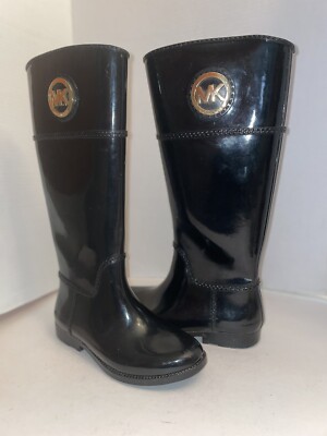 Michael Kors Tall Shiny Black Rain Boots Women