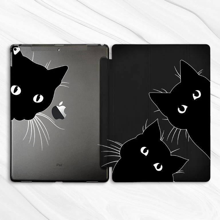 Capa fofa gatinho gato preto animal para iPad 10.2 Air 3 4 5 Pro 9.7 11 12.9 Mini - Imagem 4 de 4