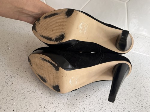 Made In Super High Comfortable Black Platform Heel Boots 100% Suede in Size 8 - Picture 12 of 23