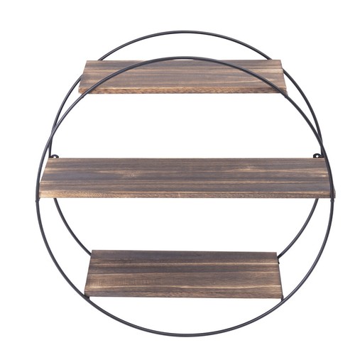 Circle Rustic Large Floating Wall Display Organizer Shelves Metal Storage Rack - Picture 6 of 12