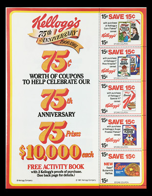 1981 Kellogg's 75th Anniversary Activity Book Circular Coupon Advertisement