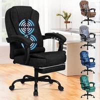 Ergonomischer Massage-BüRostuhl FußStüTze Neigung Samt Schwarz