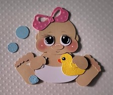 Bathtime Baby Girl. Scrapbook, Card making Paper Piecing