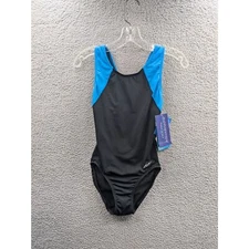 NWT Dolfin Aquashape Womens Moderate Black & Blue One Piece Swimsuit sz 6