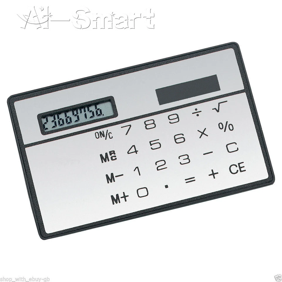 8 Digits Ultra Mini Slim Credit Card Size Solar Power Calculator Small Pocket - Image 2 of 4