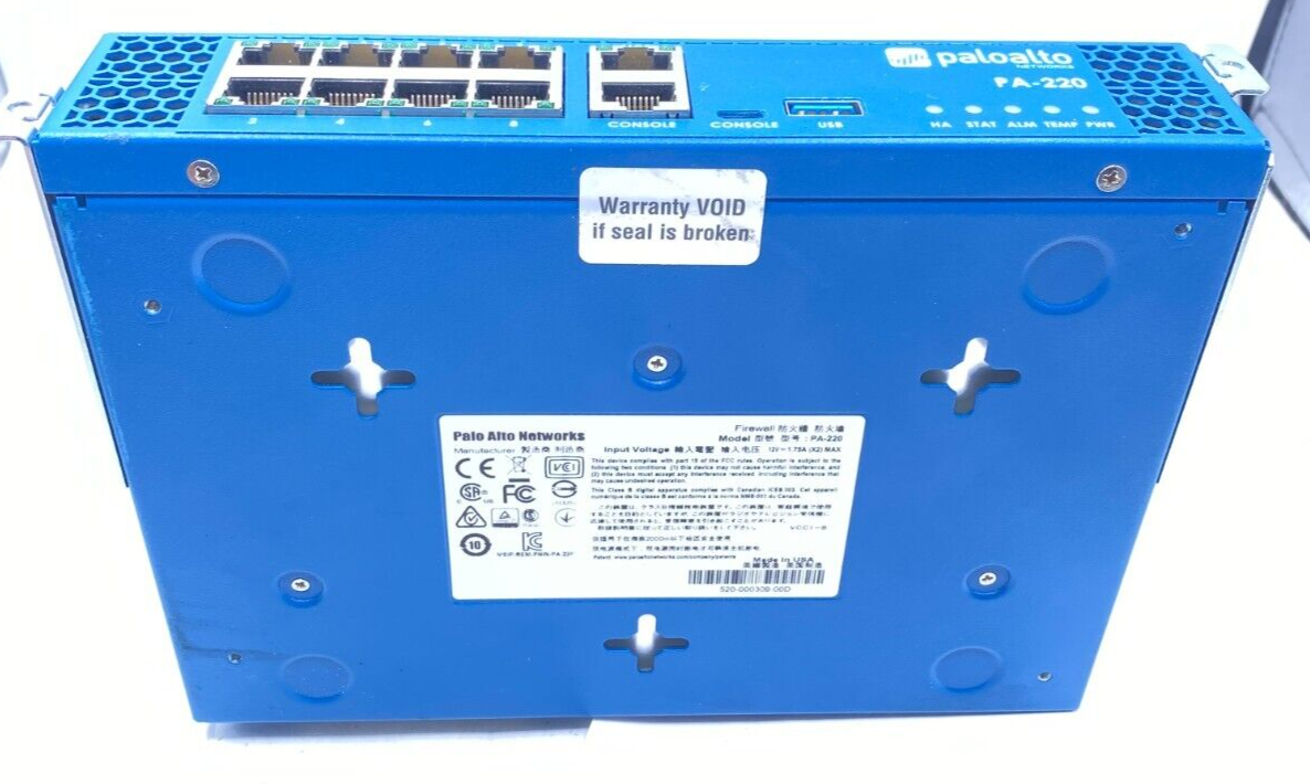 Palo Alto Networks 8 Port Firewall PA-220, 520-000309-00D Working