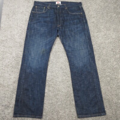 Levis Jeans Mens 38x32 Blue Denim Pants 501 Button Fly Original Straight Leg
