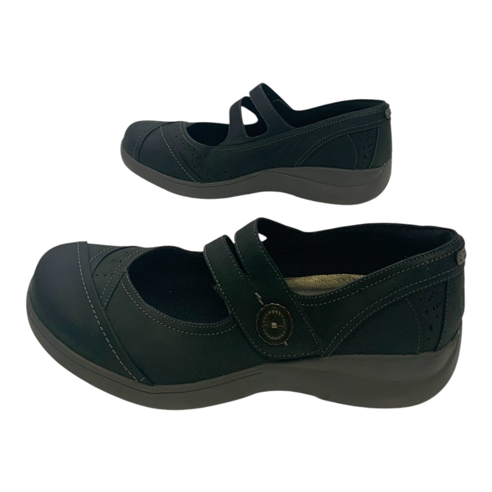 Aravon Revshow Mary Jane Плоская черная кожа из нубука US Womens 6.5D