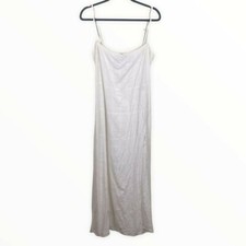 Reformation Ivory Linen Blend Square Neck Spaghetti Strap Maxi Side Slit Dress L