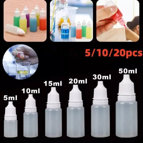 5-100ml Plastic Dropper Bottles Eye Liquid Refillable Squeezable Containers - Picture 1 of 7