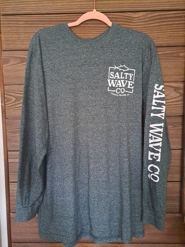 Salty Wave Long Tee Topsail Island Coastal Lifestyle Grafik Herren Gr. XL grün - Bild 3 von 10