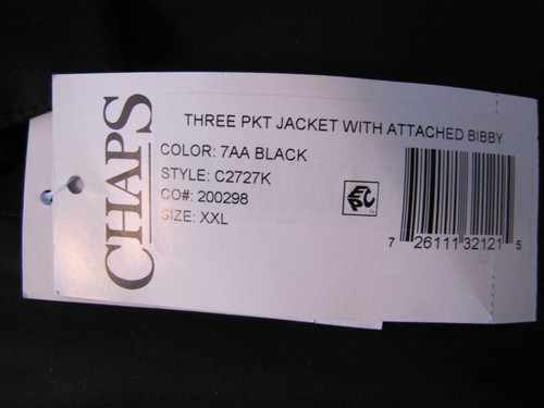NEW With TAGS! - Chaps Three PKTJacket with Attached Bibby - Black XXL MSRP $175 - Picture 9 of 12