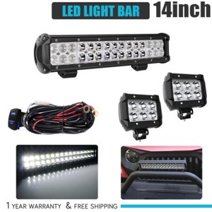 4D 14INCH 72W LED LIGHT BAR WORK SPOT FLOOD BEAM CAR BOAT DRIVING Toyota SUV