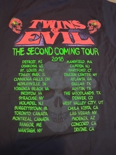 Twins of Evil Rob Zombie Marilyn Manson 2018 2nd Coming T-Shirts Black Size S - Picture 8 of 9