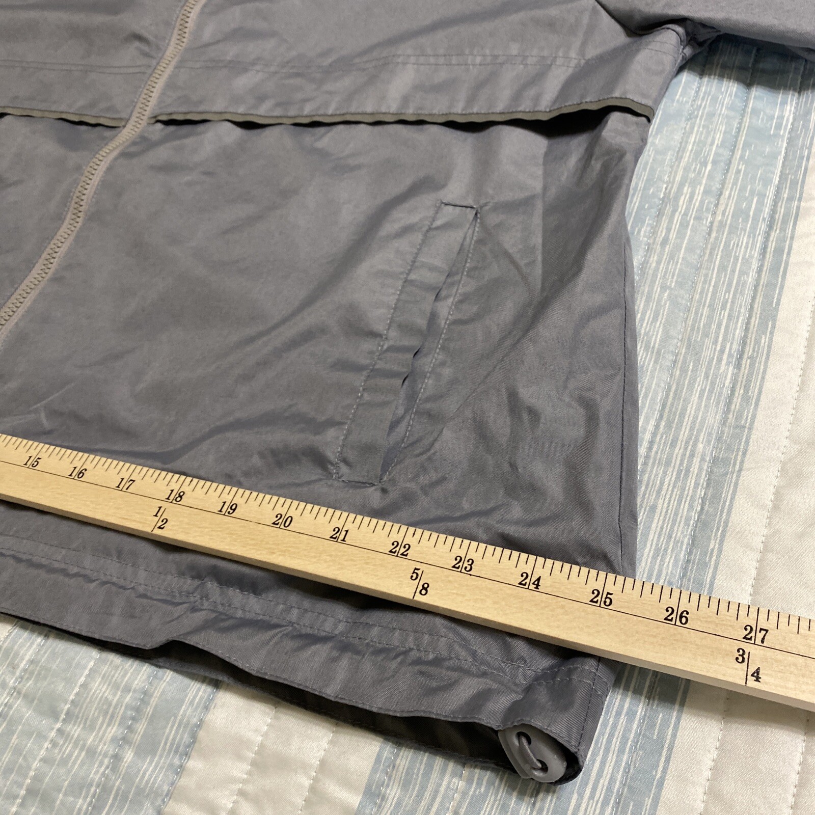 Rain Jacket Windbreaker Gray Reflective Full Zip … - image 7