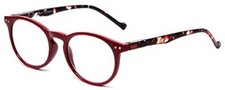 Calabria MDR8003 Unisex Oval Full Rim Reading Glasses Maroon Red 47mm 3.00