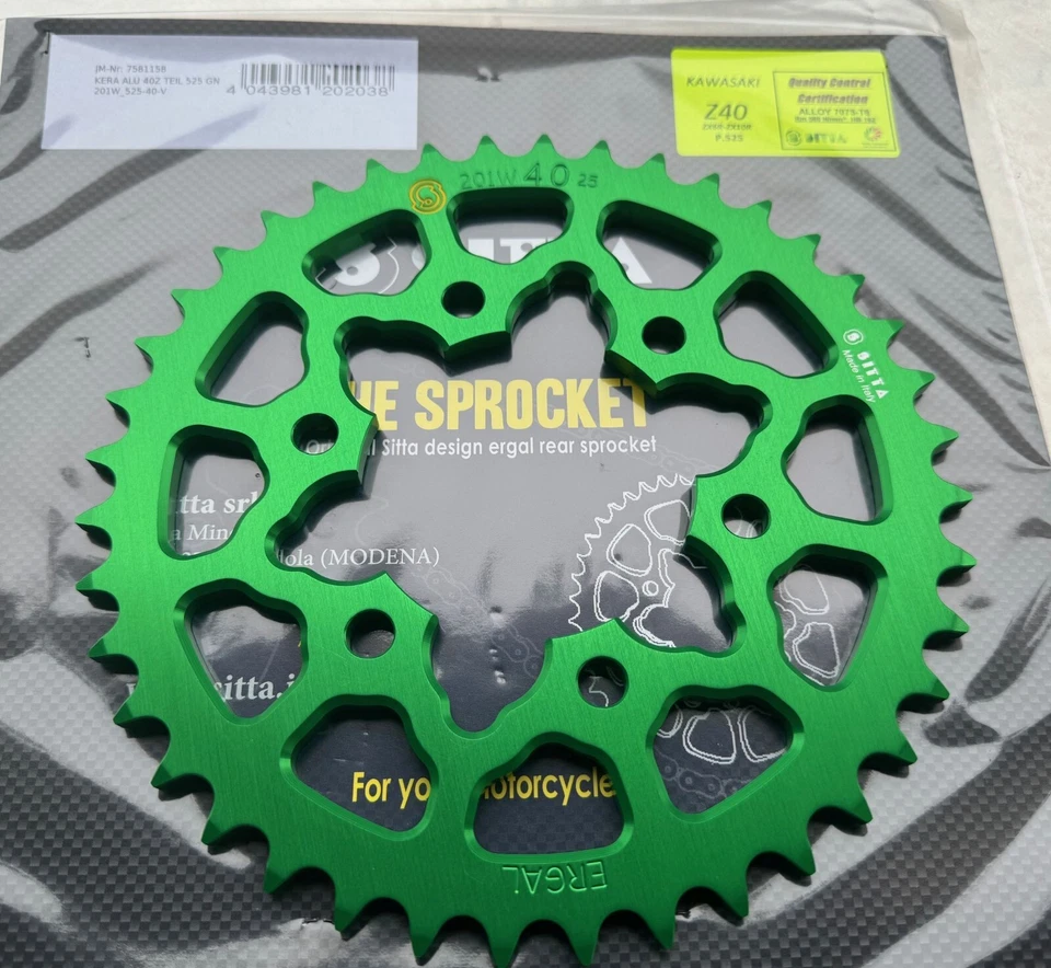 Sitta Alu Kettenrad 40 Z für Kawasaki ZX-10R, ZX-6R, Z1000, grün, #525, 1489-40 - Bild 2 von 4