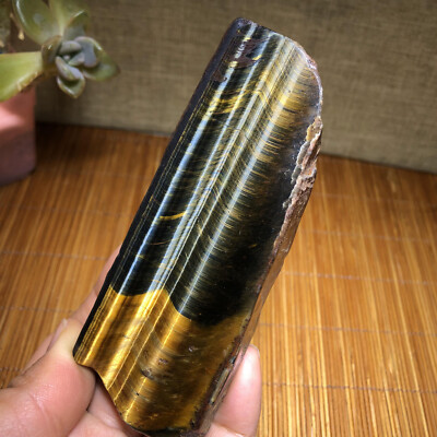 102mm Long Natural blue yellow tiger eye slice polish/rough specimens 252g A5524
