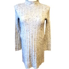Madewell Donegal Rolled Mockneck Sweater Dress Ribbed Knit Grey Size M NWT