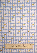 Chicken Eggs Chick Cracked Egg Hatch Blue Dear Stella JL-26 Cotton Fabric YARD