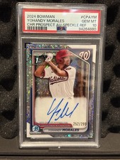 2024 Bowman Yohandy Morales Chrome 1st Prospect Auto Speckle /299 PSA 10