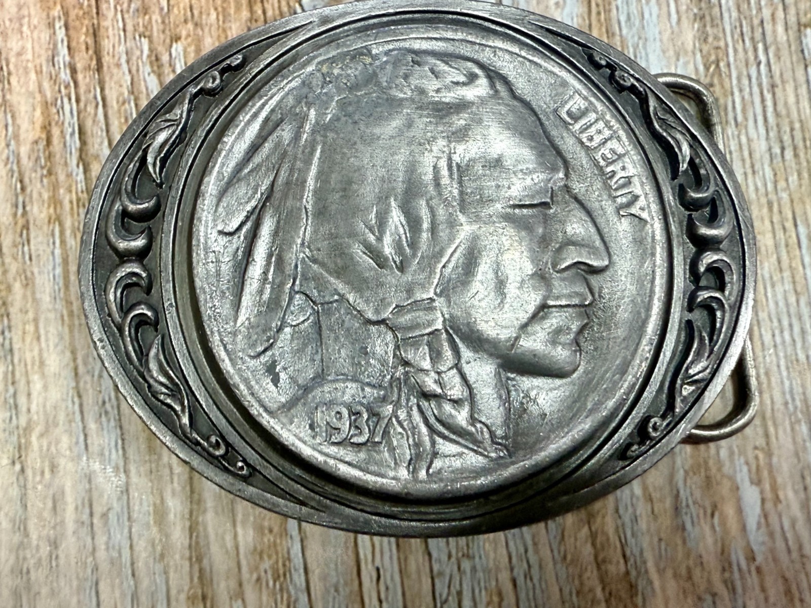 Indian Chief Head Coin Liberty 1937 Vintage 1988 Siskiyou Belt Buckle N-80