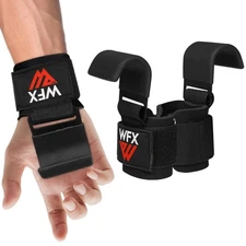 Weight Lifting Hooks, Non-Slip Rubber Coated Grips, 7mm Neoprene Wrist Suppor...