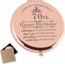 70th Birthday Gifts for Women Rose Gold Compact Makeup 2.6"L x 2.6"W, 