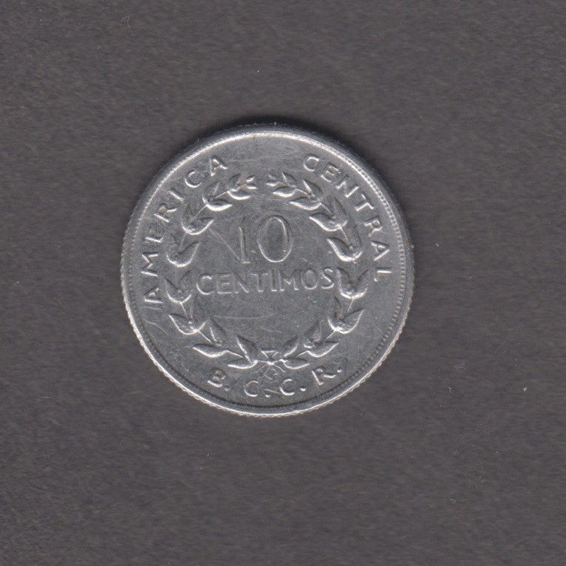 COSTA RICA 1967. 10 centimos. Аrms. Stars, volcanoes, mountains.  KM# 185.1a