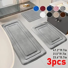 3PCS Memory Foam Bath Rug Bathroom Floor Shower Mat Carpet Non-slip Absorbent US