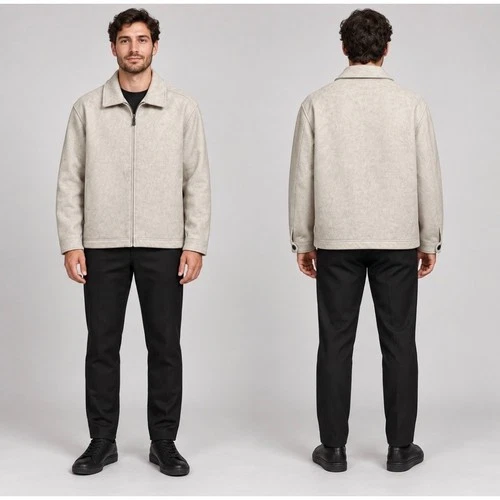 Civil Society Renoir Men's Light Taupe Full Zip WOOL BLEND Jacket Size L NWT - product listing photo