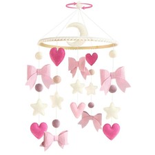 Baby Mobile for Crib Pink Bow Baby Crib Mobile for Girls Handmade Coquette Bow N
