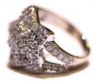 14k white gold Natural 1.03ct I3 I J diamond star fashion ring 6.7g cluster 7 — photo 3
