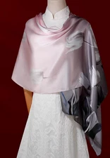 100% Silk mulberry Scarf Women shawl Wrap neckerchief floral pink gray HD1-44