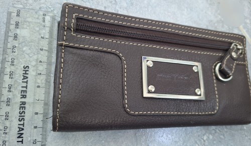 JAMES LAKELAND BROWN GENUINE LEATHER SILVER DETAIL Fold Over Purse - Picture 7 of 7