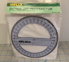 360 Degree Protractor Ruler 6 Inch Round Circle Helix L0901 1/2" Graduations