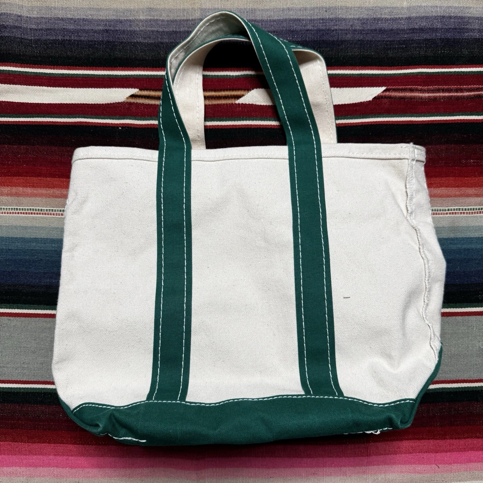 Vintage LL Bean Boat & Tote Small Canvas Bag Green 90s Tag