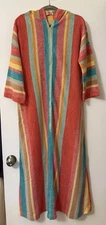 Vintage Smart Time Rainbow Multi Color Hooded House Coat-one Size Fits All