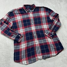 Vintage Chaps Ralph Lauren Button Down Shirt Mens XL Blue Red Plaid Long Sleeve