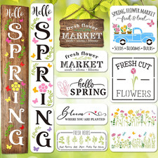 10Pcs Hello Spring Stencil Set Floral Truck Butterfly Flower Stencil Templates R