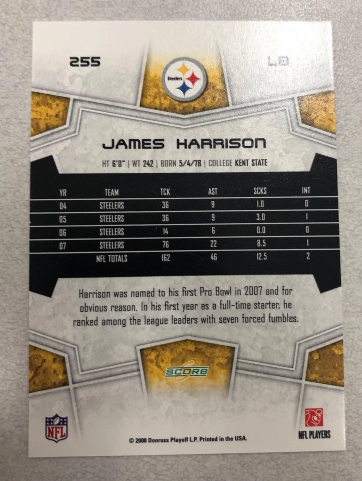 James Harrison 2008 Score RC #255 - Image 2 of 3