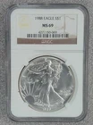 1988 BU American Silver Eagle NGC MS69 (069)