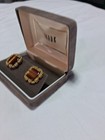 Vintage Swank Gold Tone Cufflinks With Iridescent Brown Stone — photo 3