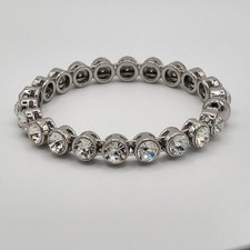 Silver Tone Rhinestone Magnetic Bracelet 2.5" Diameter