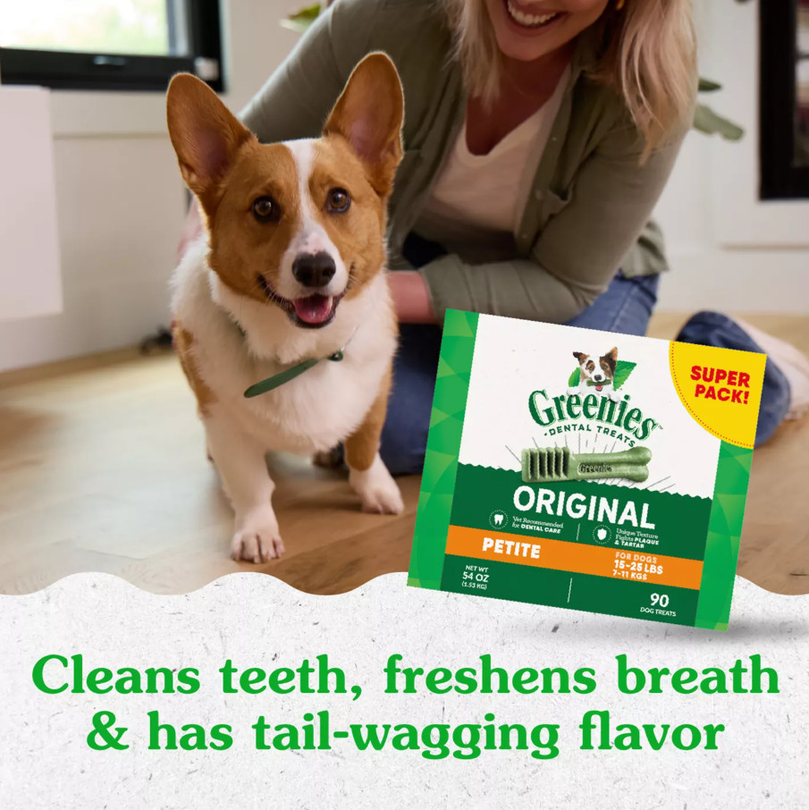 Greenies Original Petite Natural Dental Care Dog Treats, 54 Oz Box (90 Treats)