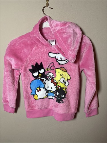 Sanrio Hello Kitty Fuzzy Pullover Hoodie pink Size 6 Kids Youth NEW