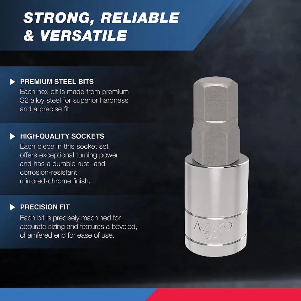 10288A Allen Hex Bit Socket Set, 32 Piece SAE and Metric Allen Socket Set, Al... - Image 2 of 4